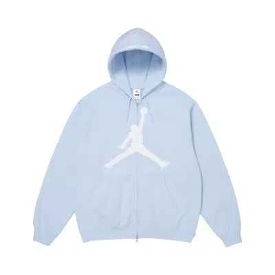 Pre-owned Supreme X Jordan Zip Up Hooded Sweatshirt 'light Blue' | Men's Size L