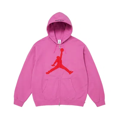 Pre-owned Supreme X Jordan Zip Up Hooded Sweatshirt 'pink' | Men's Size M