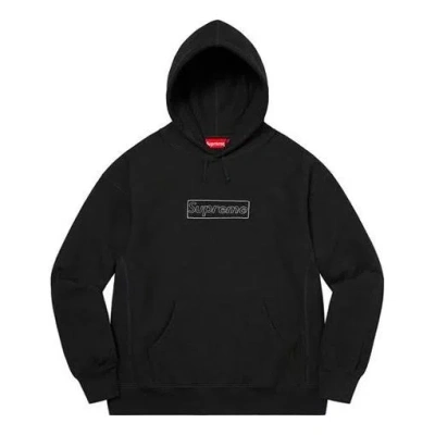 Supreme X Kaws Chalk Logo Hooded Sweatshirt 'black White'