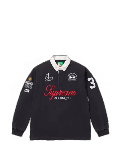 Supreme X La Martina Logo-print Polo Shirt In Black