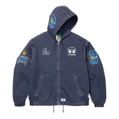 Supreme X La Martina Ss26 Lightweight Hooded Jacket 'navy' In Blue