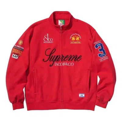 Supreme X La Martina Ss26 Zip Up Sweatshirt 'red' In Burgundy