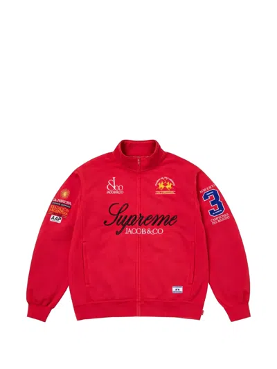 Supreme X La Martina/jacob & Co Logo-embroidered Zip-up Sweatshirt In Red