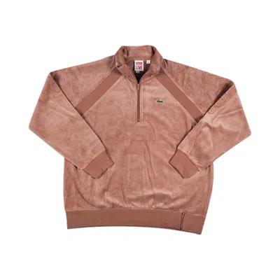 Pre-owned Supreme X Lacoste Velour Half Zip Track Top 'maroon' | Red | Men's Size Xl