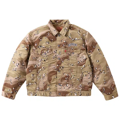 Pre-owned Supreme X Levi's Nylon Trucker Jacket 'chocolate Chip Camo' In Brown