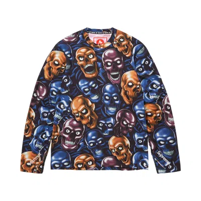 Pre-owned Supreme X Marmot Base Layer Long-sleeve Top 'skull Pile' | Blue | Men's Size M
