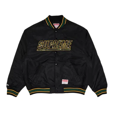 Pre-owned Supreme X Mitchell & Ness Camo Logo Varsity Jacket 'black' | Men's Size L