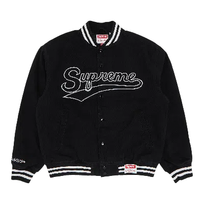 Pre-owned Supreme X Mitchell & Ness Doughboy Twill Varsity Jacket 'black'