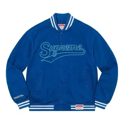 Supreme X Mitchell & Ness Doughboy Twill Varsity Jacket 'blue White'