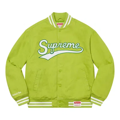 Pre-owned Supreme X Mitchell & Ness Doughboy Twill Varsity Jacket 'green'
