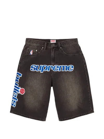Supreme X Mitchell & Ness Nba Logo-print Shorts In Gray
