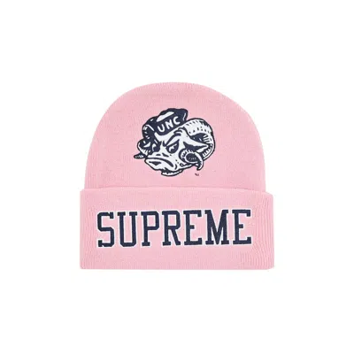 Pre-owned Supreme X Mitchell & Ness Ncaa Beanie 'light Pink'