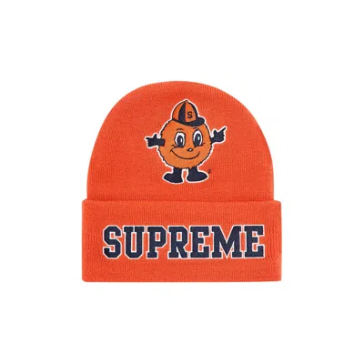 Pre-owned Supreme X Mitchell & Ness Ncaa Beanie 'orange'