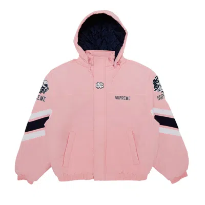 Pre-owned Supreme X Mitchell & Ness Ncaa Hooded Stadium Jacket 'pink'