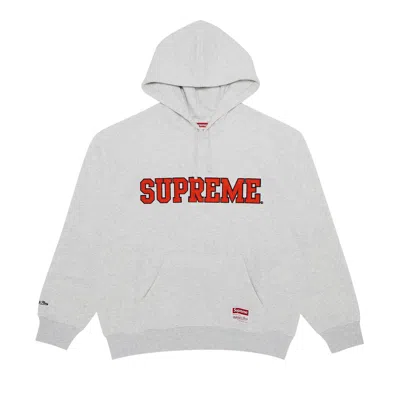 Pre-owned Supreme X Mitchell & Ness Ncaa Hooded Sweatshirt 'ash Grey' In Gray