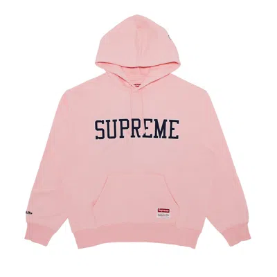 Pre-owned Supreme X Mitchell & Ness Ncaa Hooded Sweatshirt 'pink'