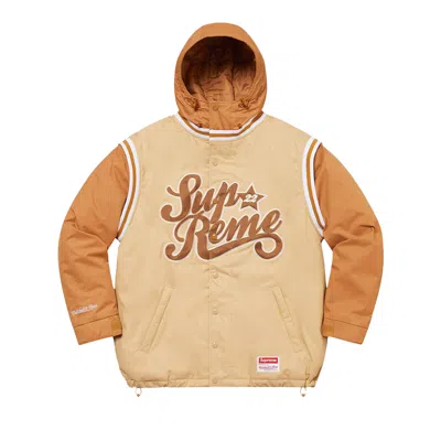 Pre-owned Supreme X Mitchell & Ness Quilted Sports Jacket 'tan'