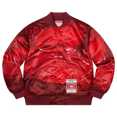 Pre-owned Supreme X Mitchell & Ness Stadium Satin Varsity Jacket 'red' | Men's Size M