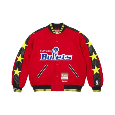 Pre-owned Supreme X Mitchell & Ness Teams Varsity Jacket 'red' | Men's Size Xxl