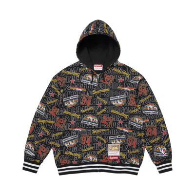 Pre-owned Supreme X Mitchell & Ness Teams Zip Up Hooded Sweatshirt 'black' | Men's Size Xl