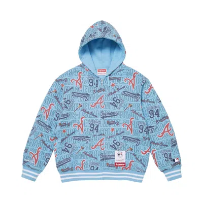 Pre-owned Supreme X Mitchell & Ness Teams Zip Up Hooded Sweatshirt 'light Blue' | Men's Size M