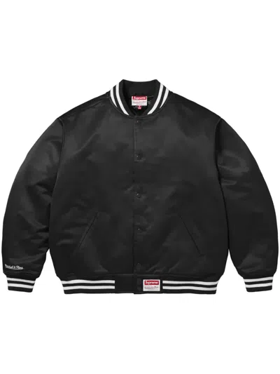Supreme X Mitchell & Ness Varsity Jacket In Black