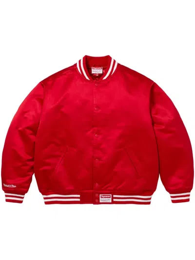 Supreme X Mitchell & Ness Varsity Jacket In Rot