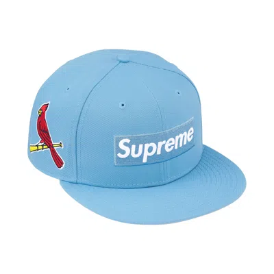 Pre-owned Supreme X Mlb Teams Box Logo New Era 'light Blue St. Louis Cardinals' | Men's Size 7.5