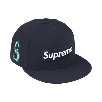Pre-owned Supreme X Mlb Teams Box Logo New Era 'navy Seattle Mariners' | Blue | Men's Size 7.375