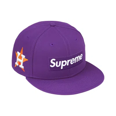 Pre-owned Supreme X Mlb Teams Box Logo New Era 'purple Houston Astros' | Men's Size 7.5