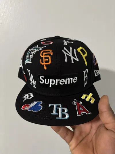 Pre-owned Supreme X Mlb X New Era Black Fitted Hat Size 7 1/2 In Multi