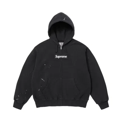 Pre-owned Supreme X Mm6 Maison Margiela Box Logo Zip Up Hooded Sweatshirt 'black' | Men's Size M