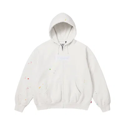 Pre-owned Supreme X Mm6 Maison Margiela Box Logo Zip Up Hooded Sweatshirt 'white' | Men's Size Xl