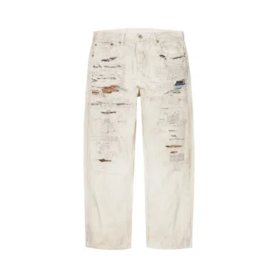 Pre-owned Supreme X Mm6 Maison Margiela Distressed Loose Fit Selvedge Jean 'white' | Men's Size 36