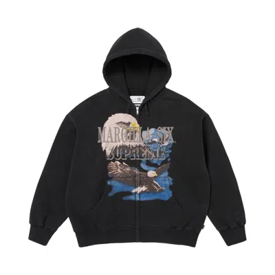 Pre-owned Supreme X Mm6 Maison Margiela Eagle Zip Up Hooded Sweatshirt 'black' | Men's Size S