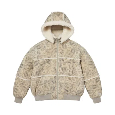 Pre-owned Supreme X Mm6 Maison Margiela Hooded Shearling Bomber Jacket 'money' | Green | Men's Size M