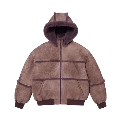 Pre-owned Supreme X Mm6 Maison Margiela Hooded Shearling Bomber Jacket 'purple' | Men's Size M