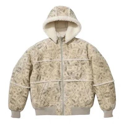 Supreme X Mm6 Maison Margiela Hooded Shearling Bomber Jacket 'white' In Neutral