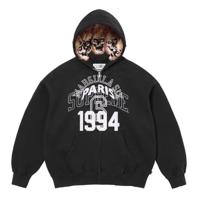 Supreme X Mm6 Maison Margiela Zip Up Hooded Sweatshirt 'black White'