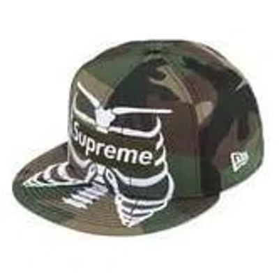 Supreme X New Era Bones Box Logo 59fifty Cap 'woodland Camo' In Transparent