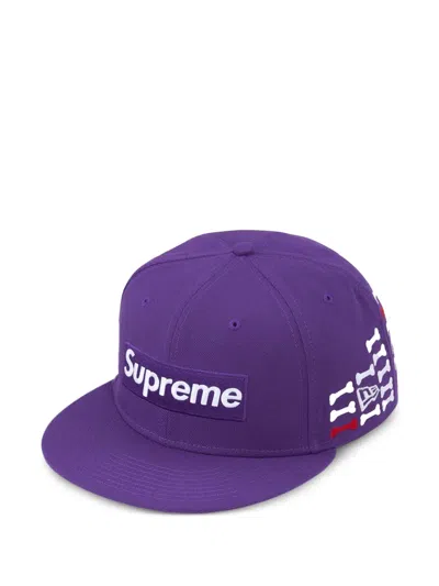 Supreme X New Era Bones-motif Logo-embroidery Baseball Cap In Purple