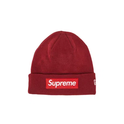 Pre-owned Supreme X New Era Box Logo Beanie 'cardinal' In Red