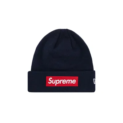 Pre-owned Supreme X New Era Box Logo Beanie 'navy' In Blue
