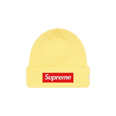 Pre-owned Supreme X New Era Box Logo Beanie 'pale Yellow'