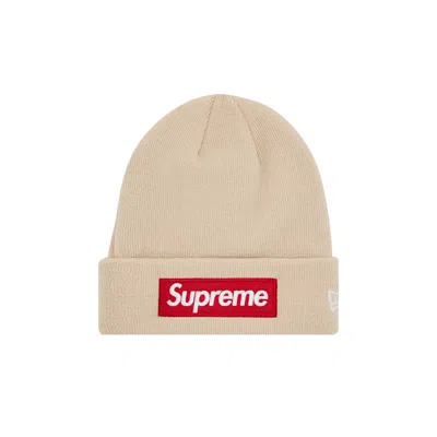 Pre-owned Supreme X New Era Box Logo Beanie 'stone' In White