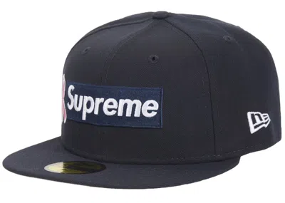 Pre-owned Supreme X New Era Breast Cancer Awareness Box Logo Fitted Hat In Navy Blue