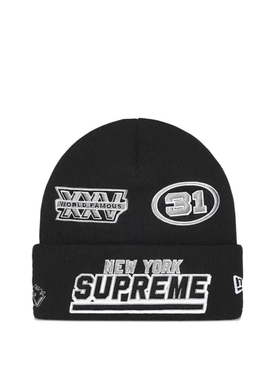 Supreme X New Era Football Beanie Hat In Black