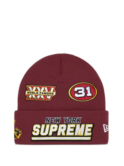 Supreme X New Era Football Embroidered Beanie Hat In Brown
