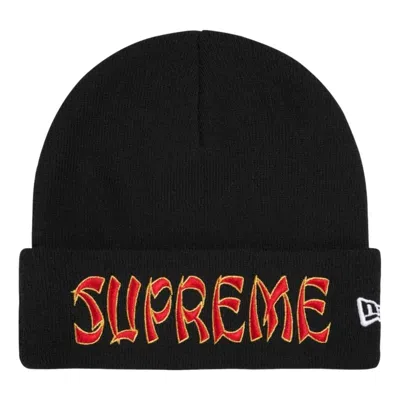 Supreme Logo-embroidered Beanie Hat In Black
