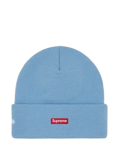 Supreme X New Era Logo Beanie Hat In Blue